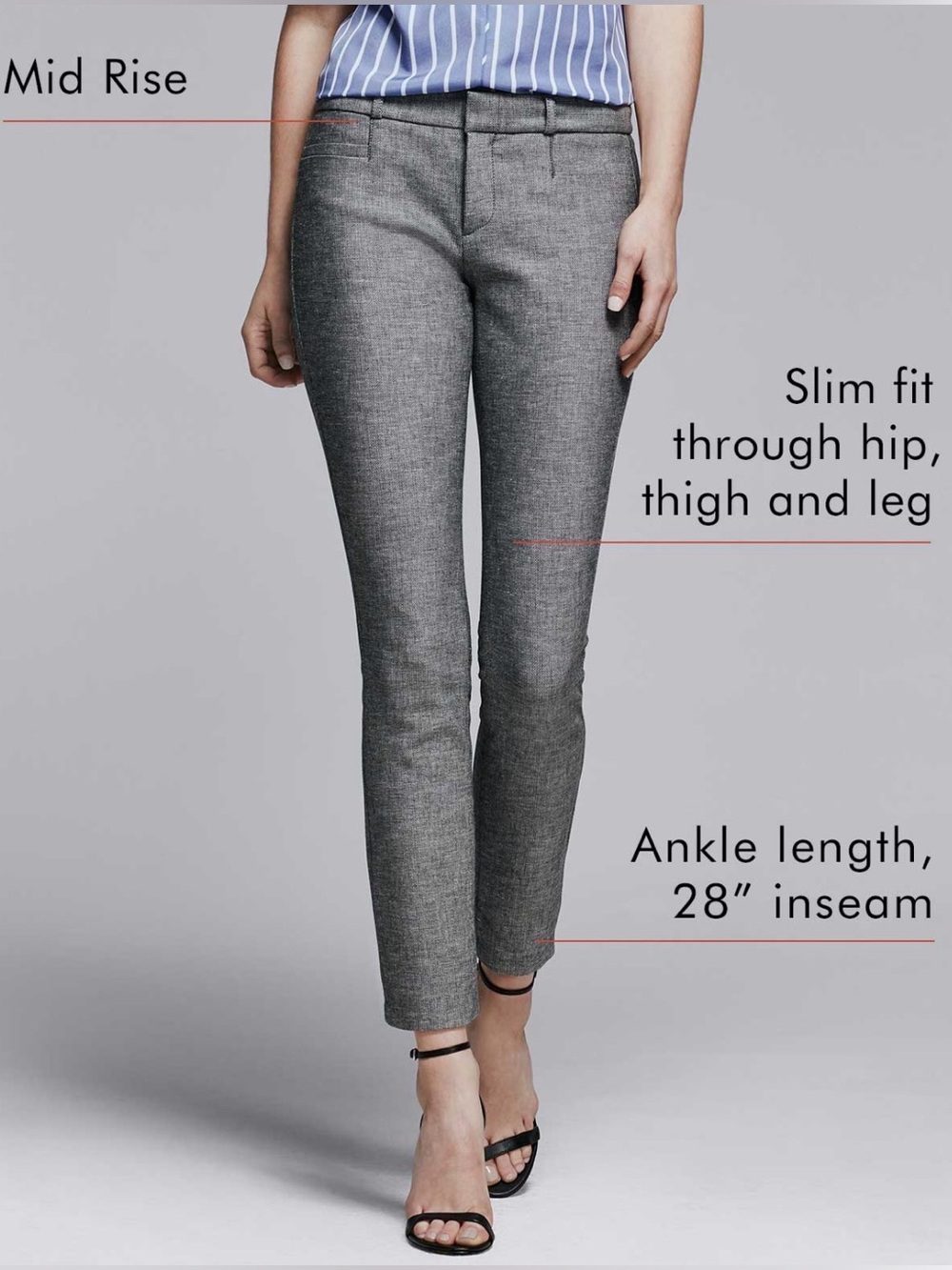Banana Republic Sloan Gray Slim Fit Ankle Trousers Dress Pants Size 6 - Picture 2 of 6